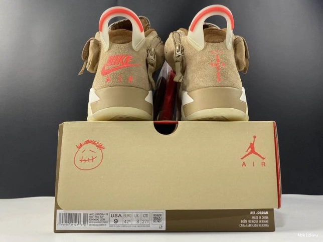 Reps TBkick Khaki Jordan Travis DH0690-200 Air Scott 6 Retro British 0709